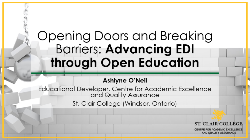 title slide for presentation on Open Ed and EDI